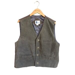 RON CHERESKIN Vintage Large Genuine Suede Leather Vest Western Cowboy